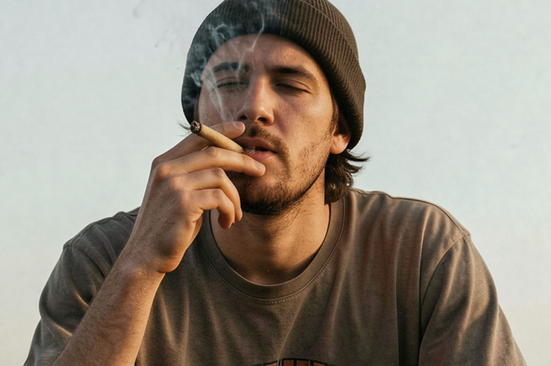 A customer enjoying cannabis